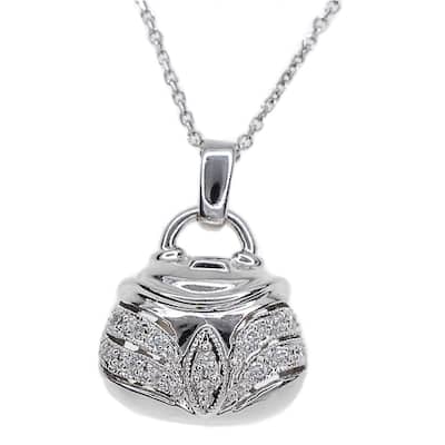 Kabella 14k White Gold Diamond Accent Purse Pendant