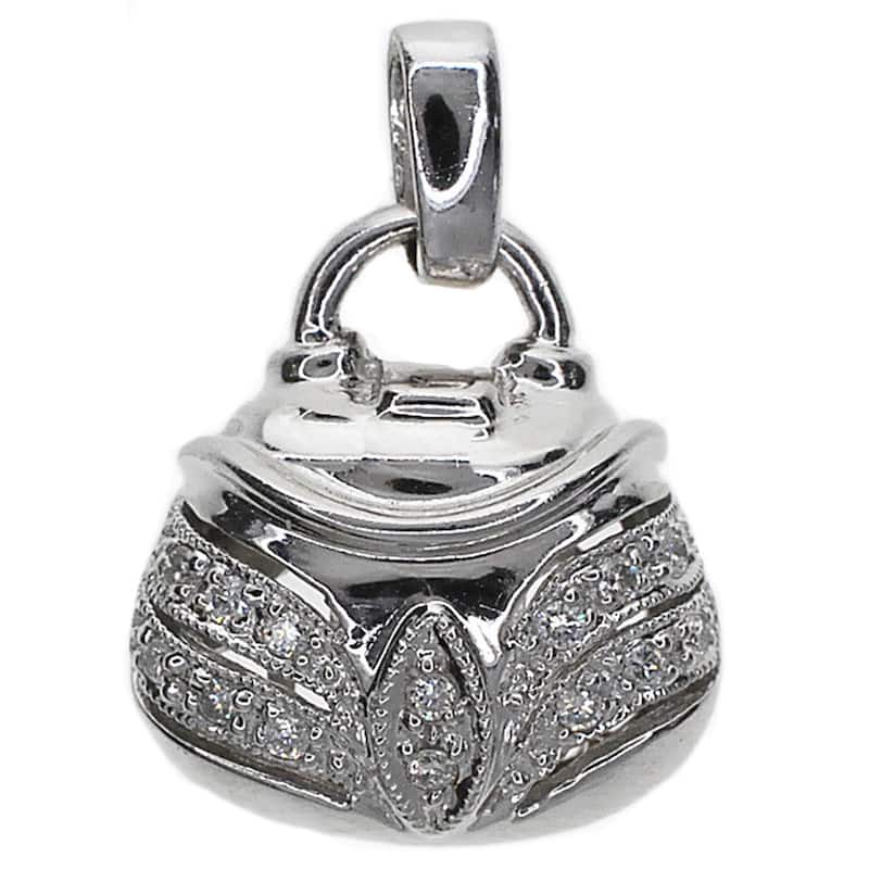 Kabella 14k White Gold Diamond Accent Purse Pendant