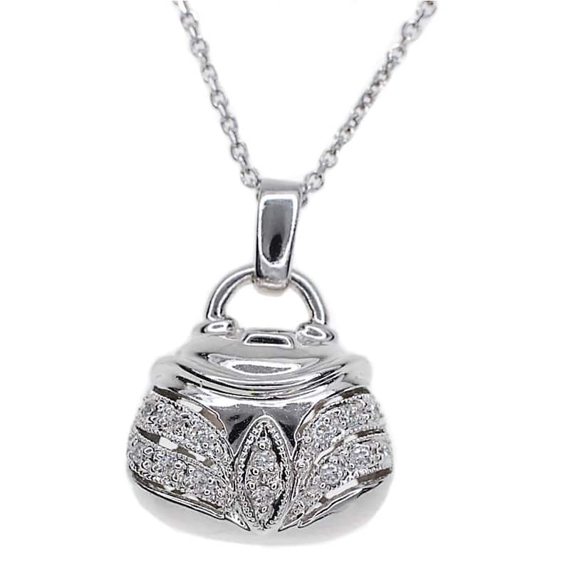 Kabella 14k White Gold Diamond Accent Purse Pendant