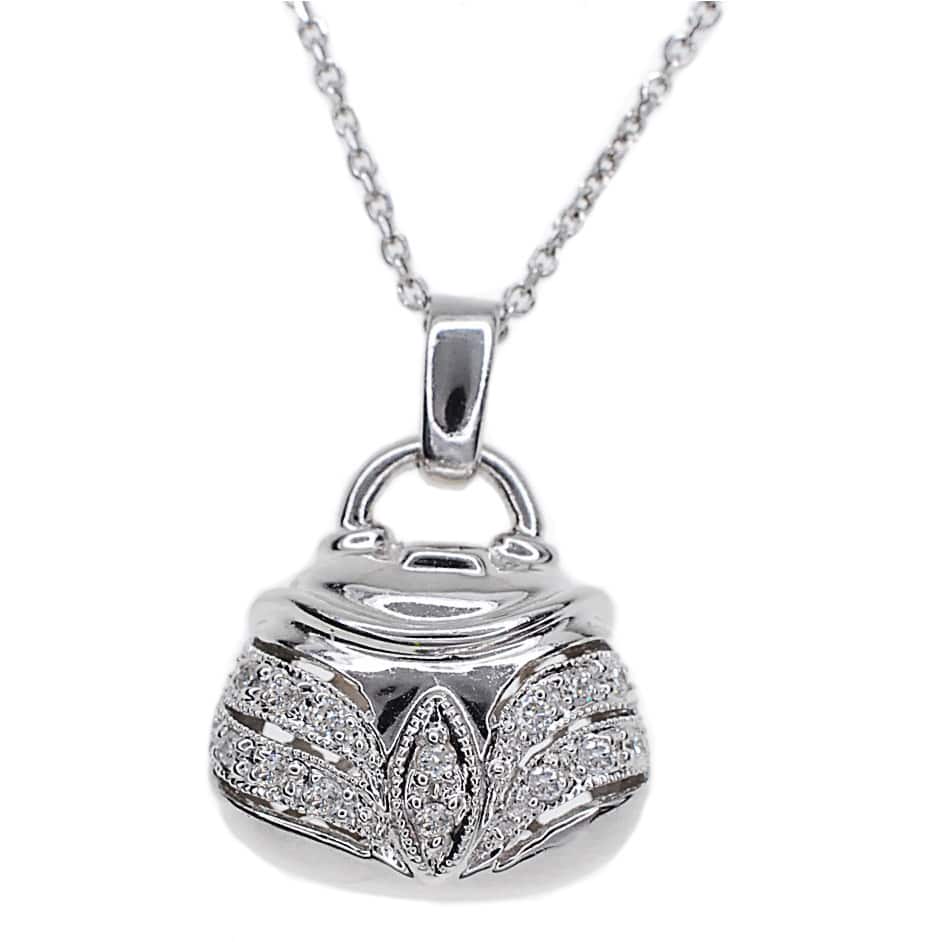Kabella 14k White Gold Diamond Accent Purse Pendant