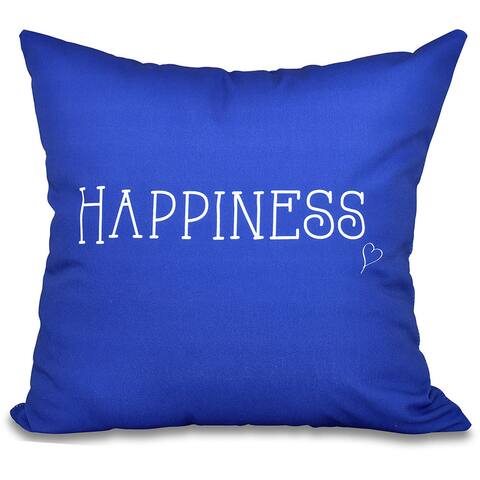 Happiness Word Print 26-inch Throw Pillow - 26" x 26"