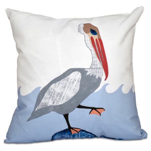 Bird Wave Animal Print 20-inch Throw Pillow