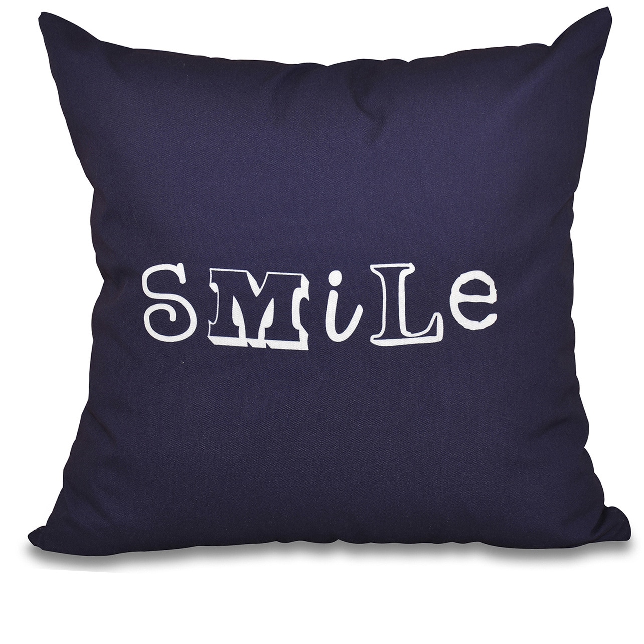 E by design PWN519BL27-20 20 x 20-inch Happy Smile Word Print Pillow 20x20 Blue 