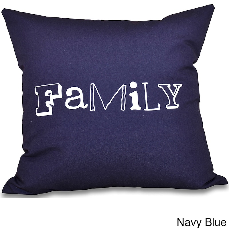 Family Word Print 20-inch Throw Pillow - Navy