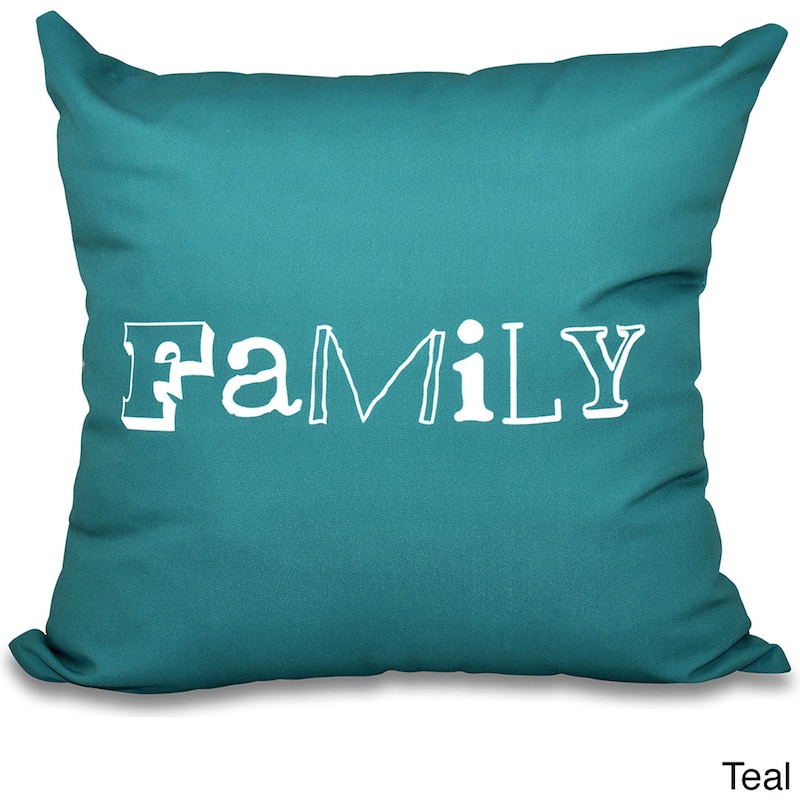 Family Word Print 20-inch Throw Pillow - Green