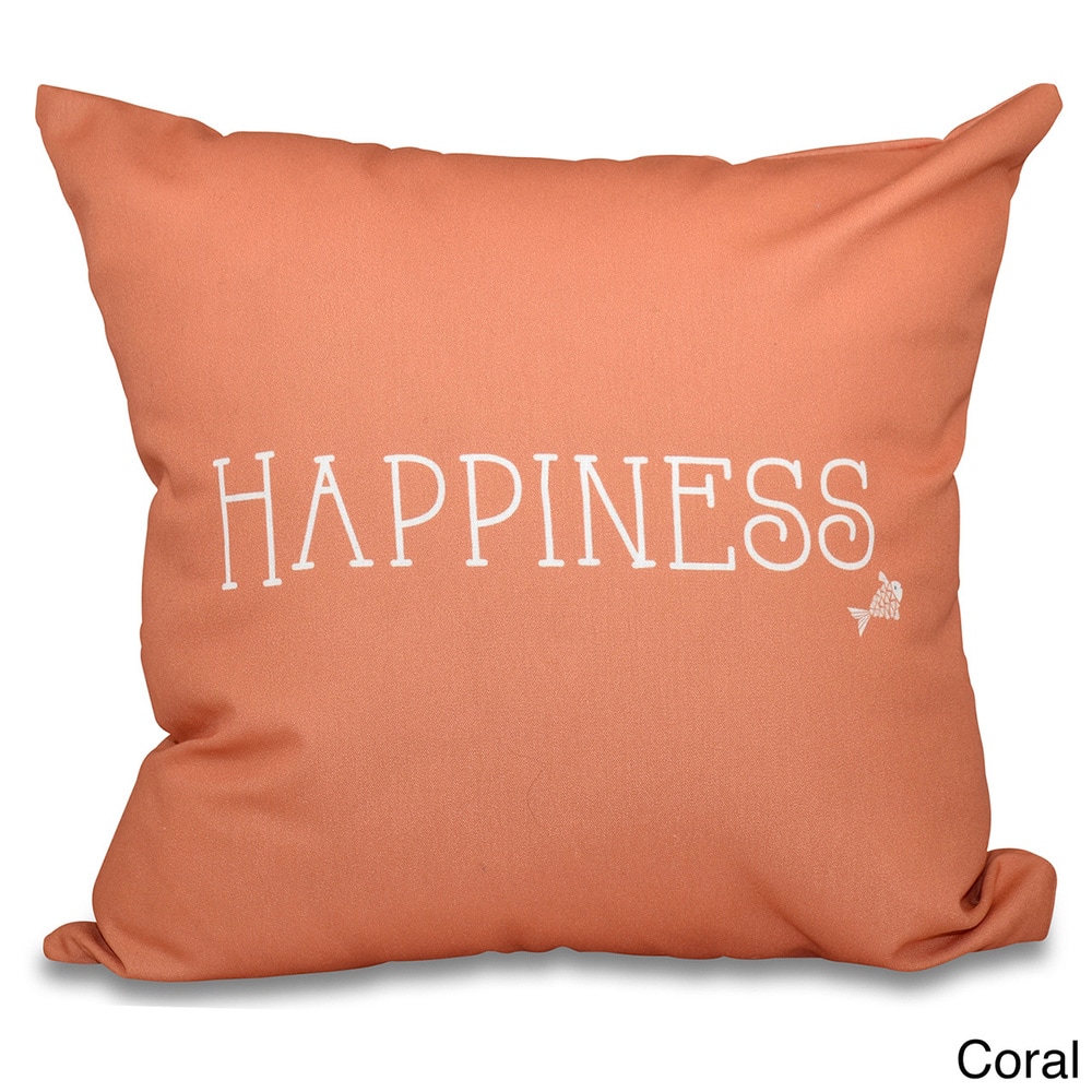 Coastal Happiness Word Print 20-inch Throw Pillow