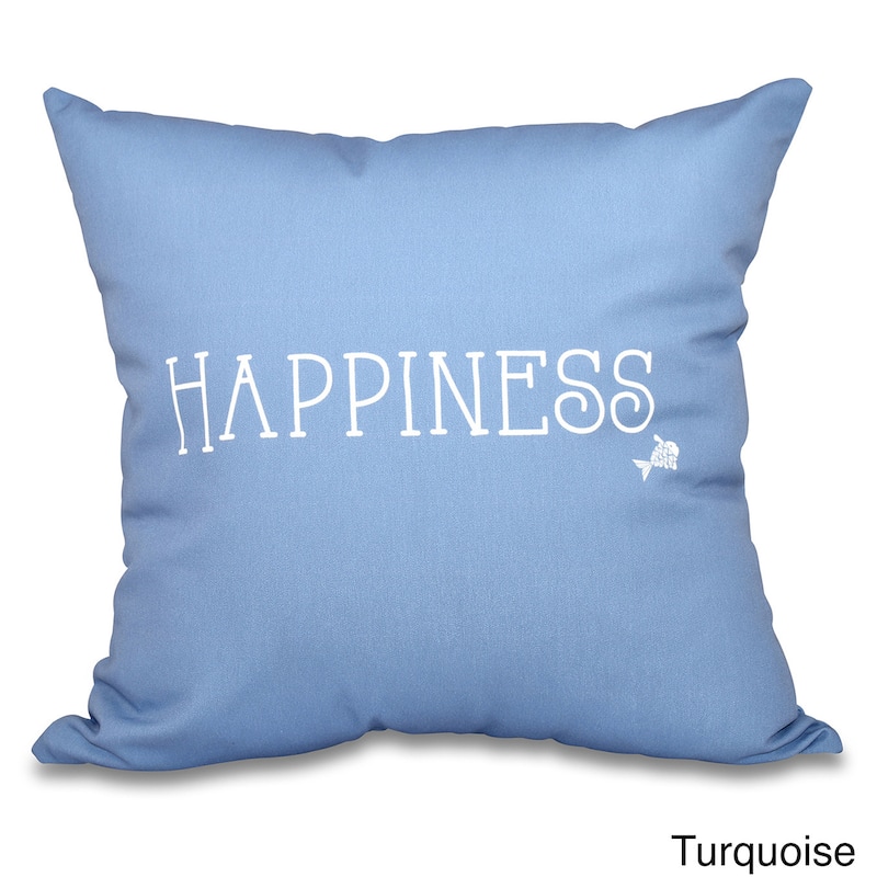 Coastal Happiness Word Print 20-inch Throw Pillow - Teal
