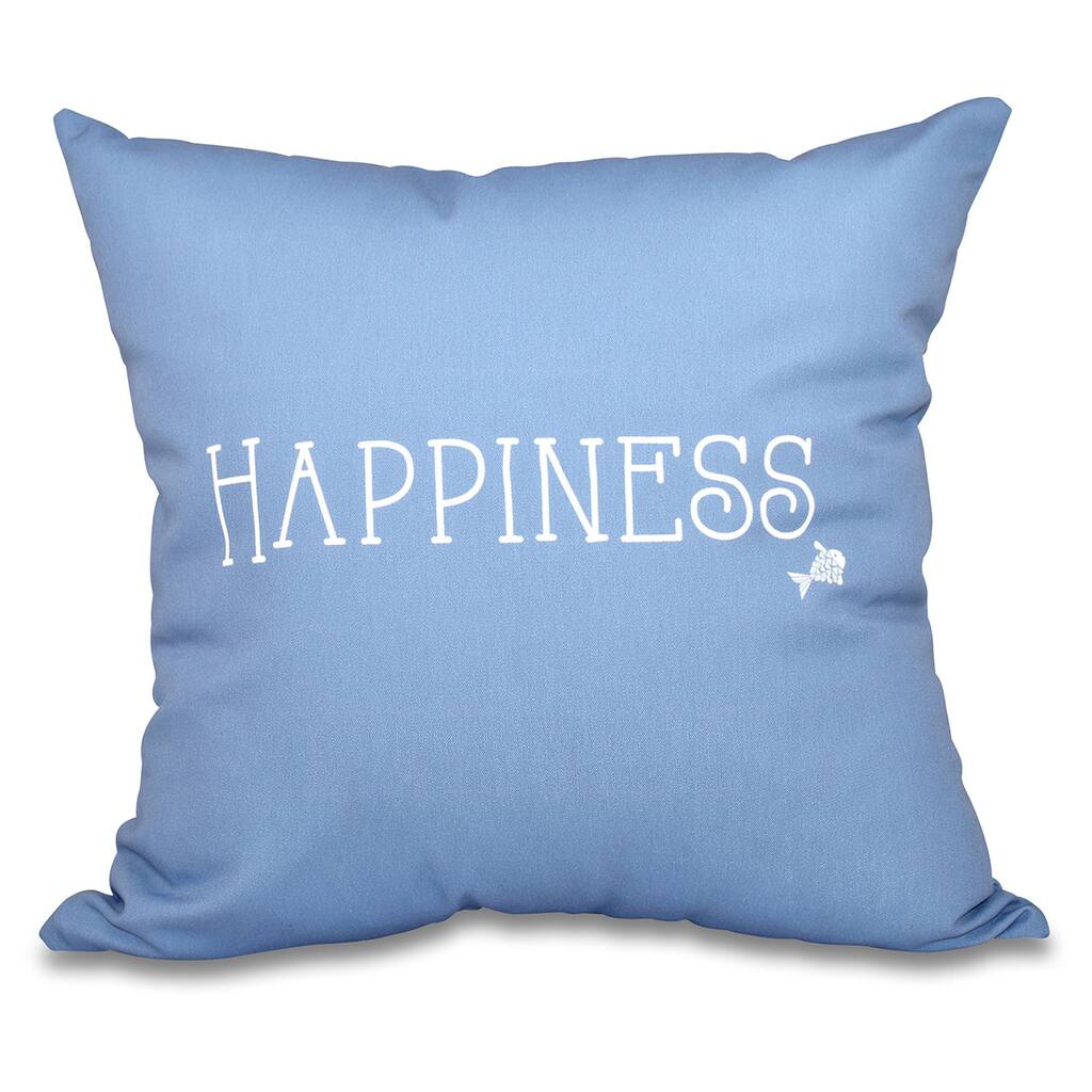 Coastal Happiness Word Print 20-inch Throw Pillow