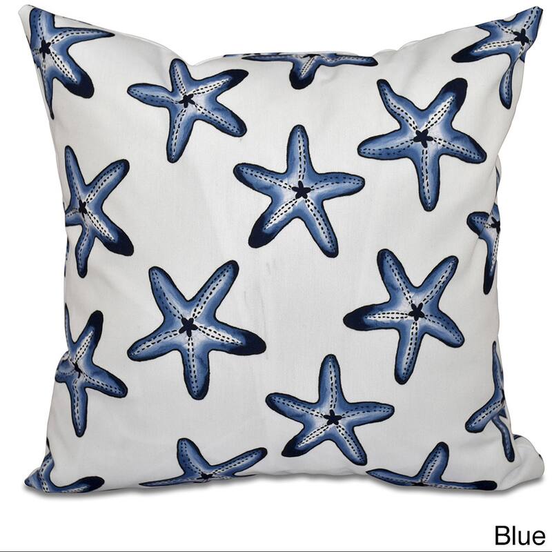 Soft Starfish White Geometric Print 18-inch Throw Pillow - Blue