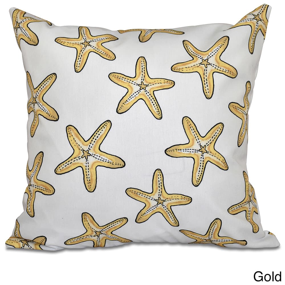 Soft Starfish White Geometric Print 18-inch Throw Pillow