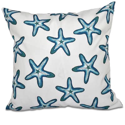 Soft Starfish White Geometric Print 18-inch Throw Pillow