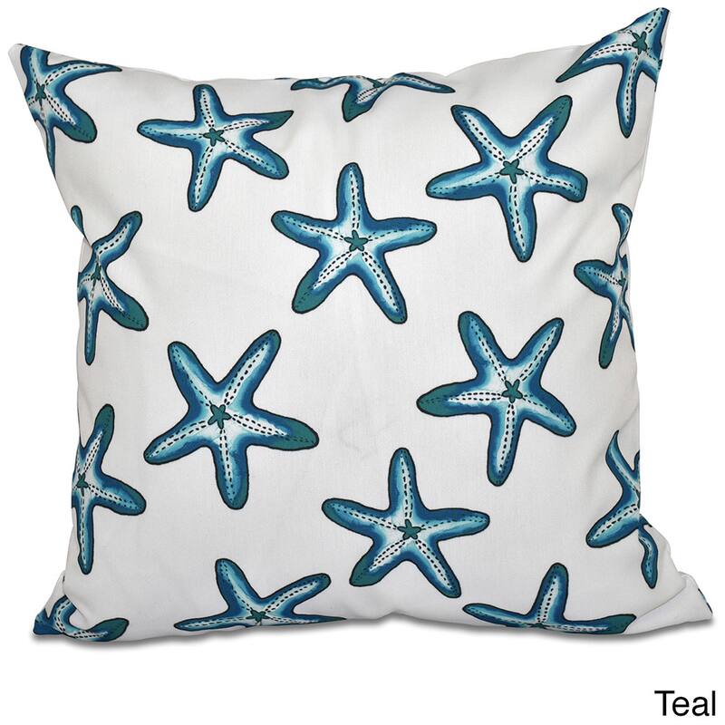 Soft Starfish White Geometric Print 18-inch Throw Pillow - Teal