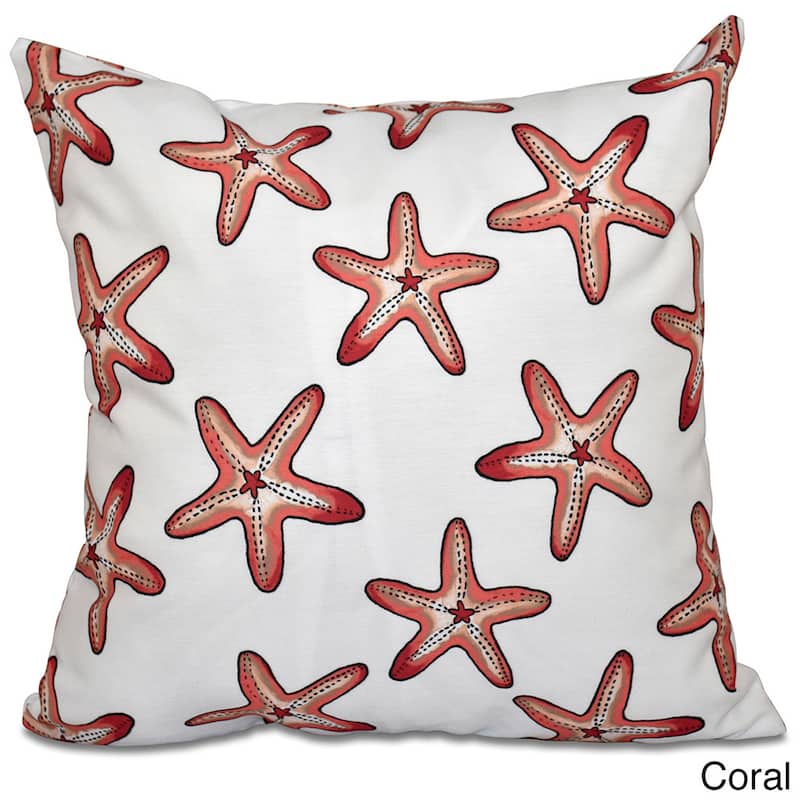 Soft Starfish White Geometric Print 18-inch Throw Pillow - Orange