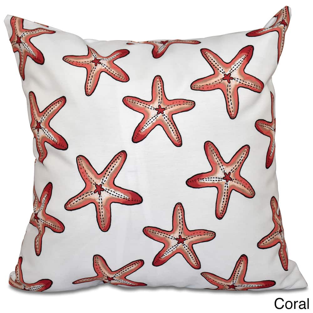 Soft Starfish White Geometric Print 18-inch Throw Pillow