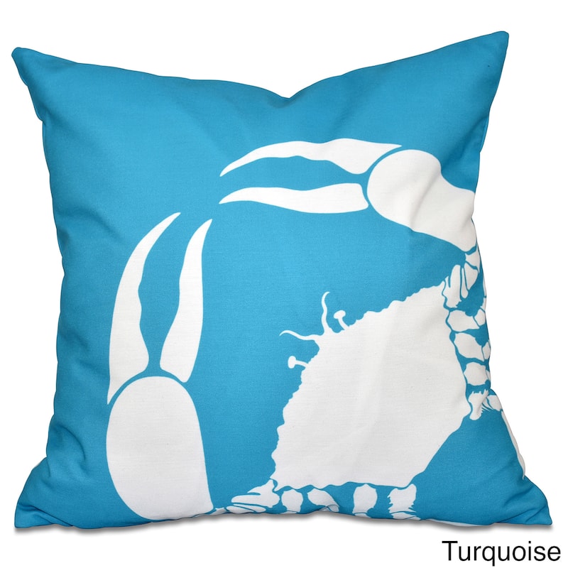 Crab Dip Animal Print 18-inch Throw Pillow - Turquoise