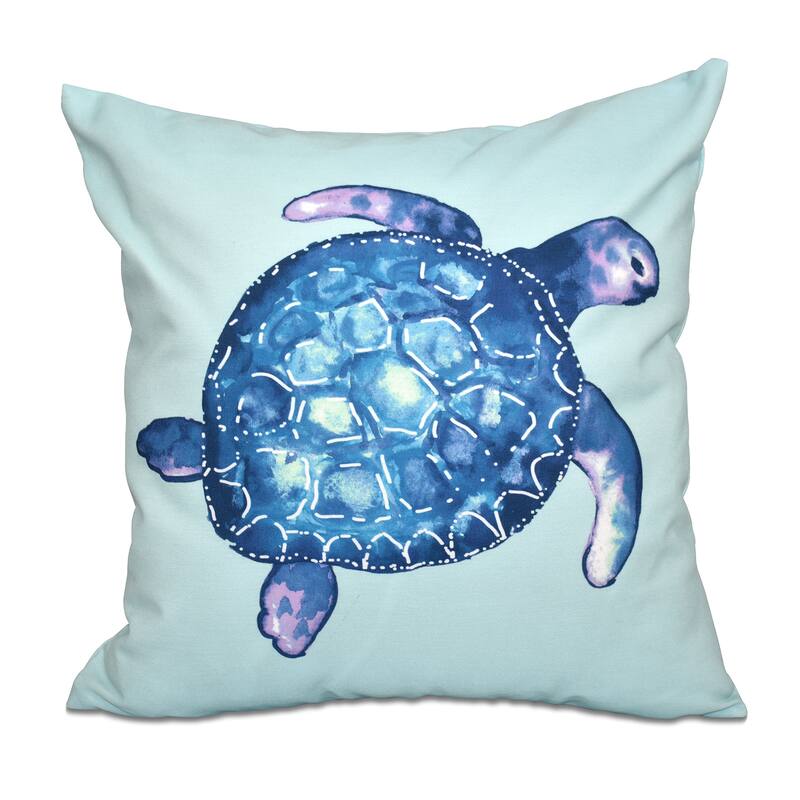 Sea Turtle Animal Print 18-inch Throw Pillow - Aqua