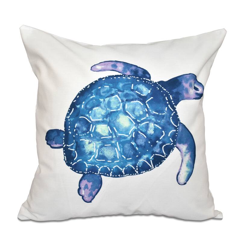 Sea Turtle Animal Print 18-inch Throw Pillow - White