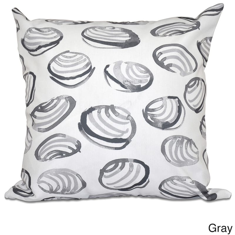 Clams Geometric Print 18-inch Throw Pillow - Grey
