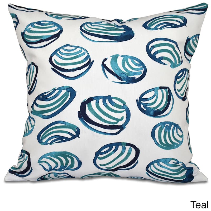 Clams Geometric Print 18-inch Throw Pillow - Teal