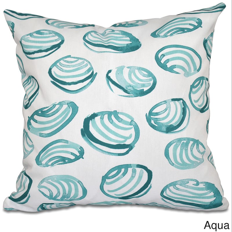 Clams Geometric Print 18-inch Throw Pillow - Aqua