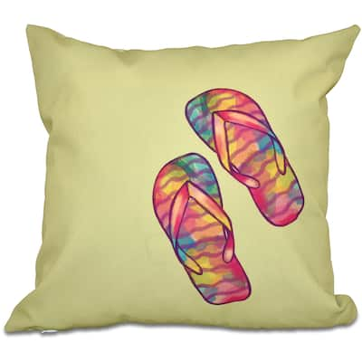 Rainbow Flip Flops Geometric Print 18-inch Throw Pillow