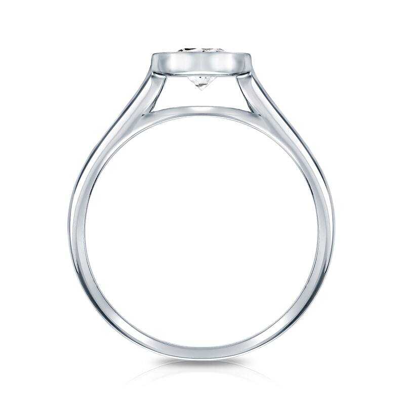 Auriya 18k Gold 1/3 carat TW Bezel-set Solitaire Diamond Engagement Ring