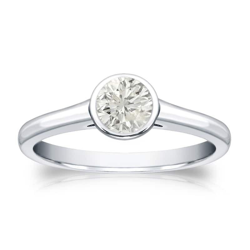 Auriya 18k Gold 1/3ctw Bezel Solitaire Diamond Engagement Ring