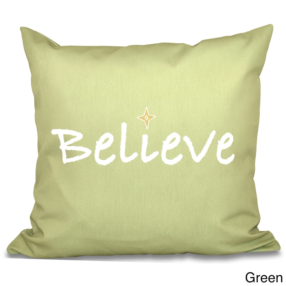 Believe Word Print 18-inch Throw Pillow