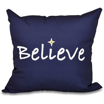 Believe Word Print 18-inch Throw Pillow