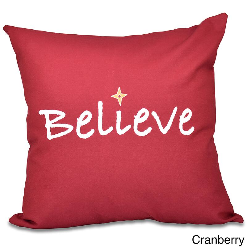 Believe Word Print 18-inch Throw Pillow - Red
