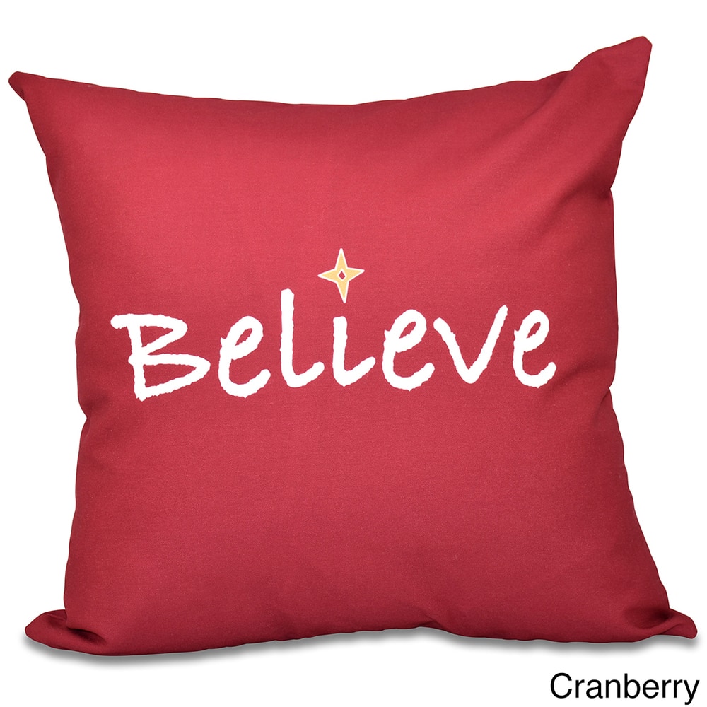 Believe Word Print 18-inch Throw Pillow