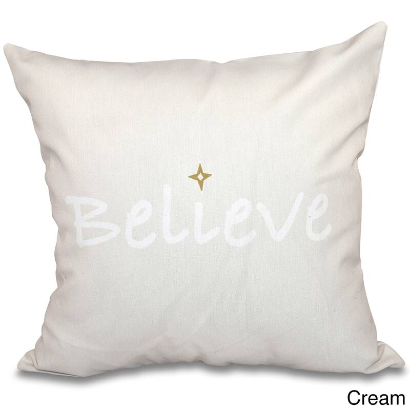 Believe Word Print 18-inch Throw Pillow - Ivory