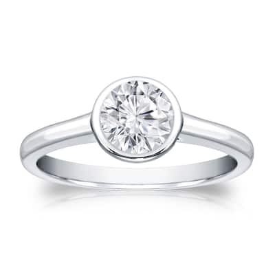Auriya 18k Gold 1/2 carat TW Bezel-set Solitaire Diamond Engagement Ring