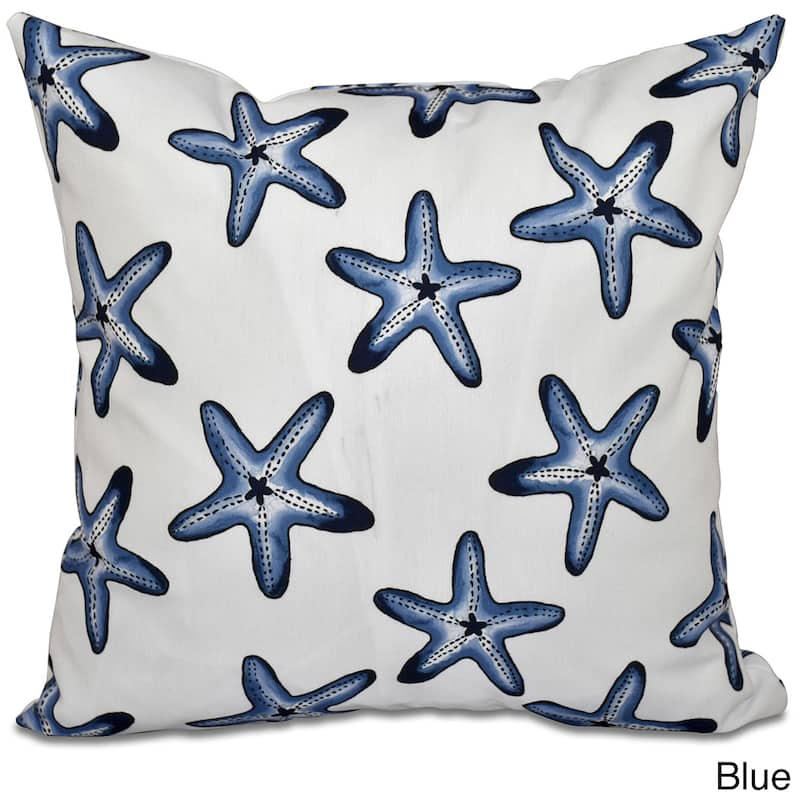 Soft Starfish White Geometric Print 16-inch Throw Pillow - Blue