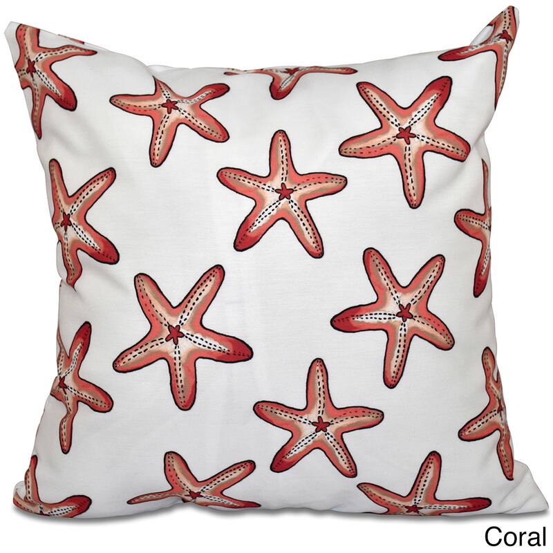 Soft Starfish White Geometric Print 16-inch Throw Pillow - Orange