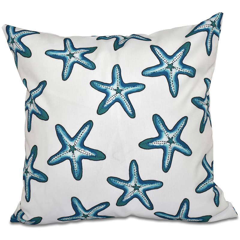 Soft Starfish White Geometric Print 16-inch Throw Pillow