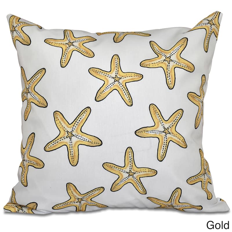 Soft Starfish White Geometric Print 16-inch Throw Pillow - Yellow