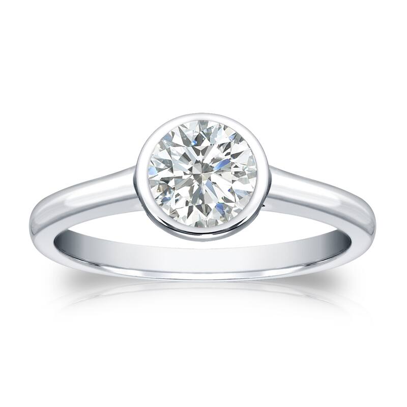 Auriya 18k Gold 1/2 carat TW Bezel-set Solitaire Diamond Engagement Ring