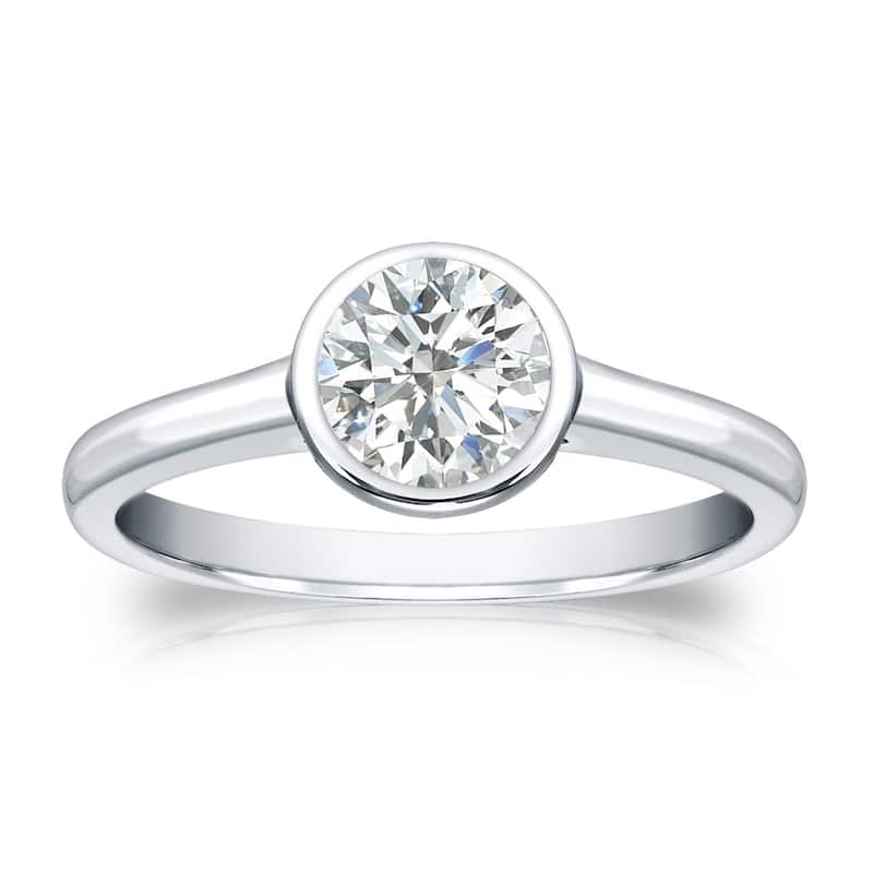 Auriya 18k Gold 1/2 carat TW Bezel-set Solitaire Diamond Engagement Ring - 4 - White
