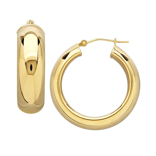 14k Yellow Gold 8x27mm Extra Large Half Round Hoop Earrings Free
