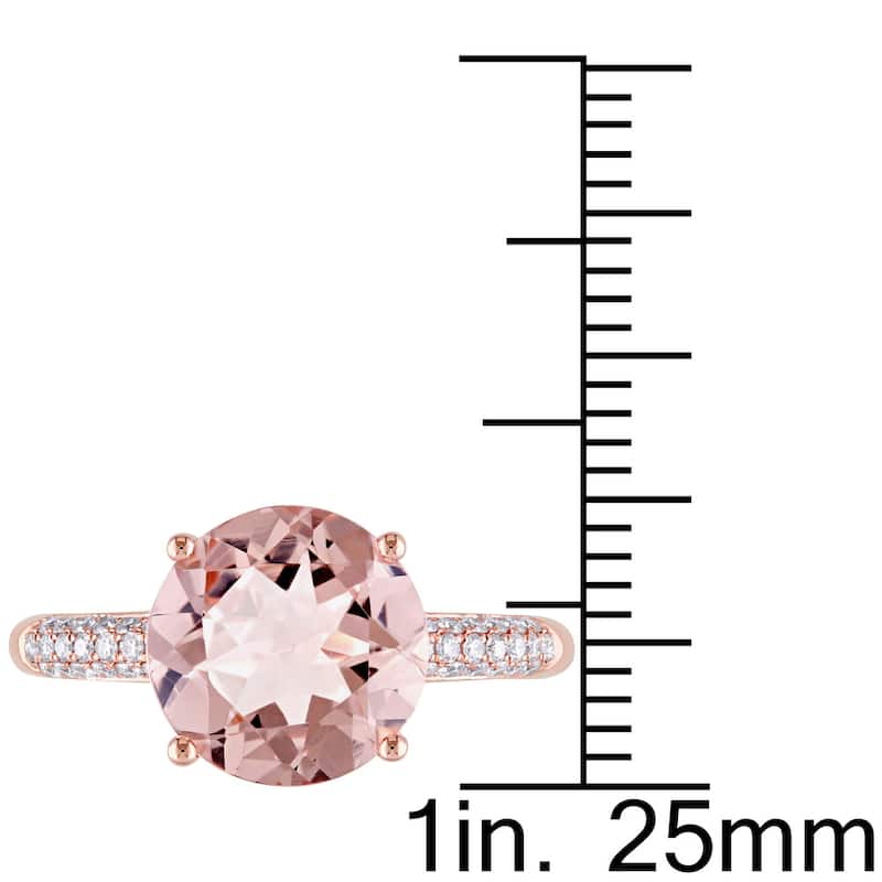 Miadora 14k Rose Gold Morganite and 1/5ct TDW Diamond Cocktail Ring (G-H, SI1-SI2) - Pink