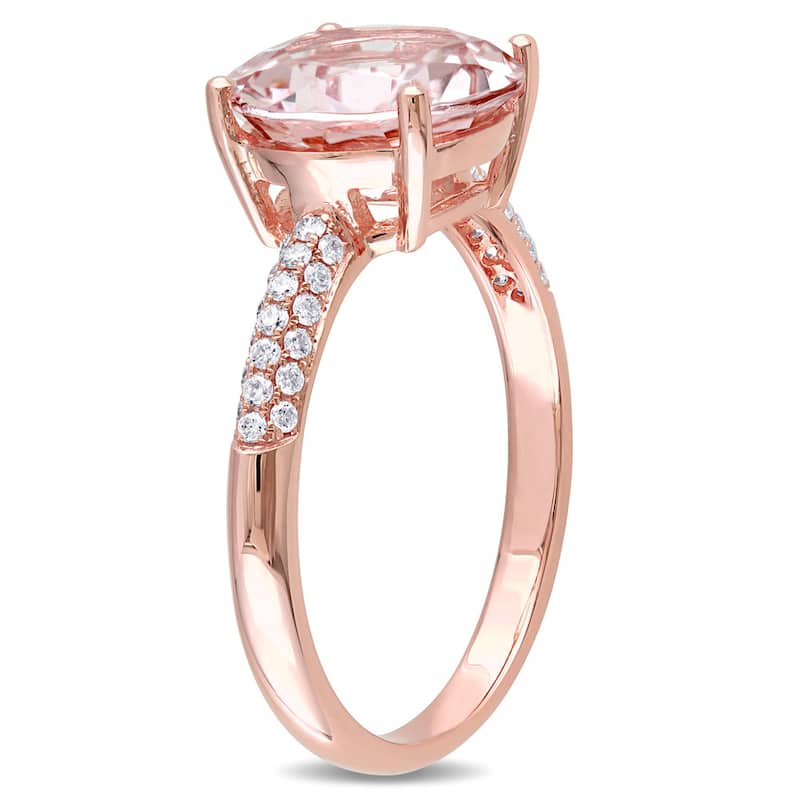 Miadora 14k Rose Gold Morganite and 1/5ct TDW Diamond Cocktail Ring (G-H, SI1-SI2) - Pink