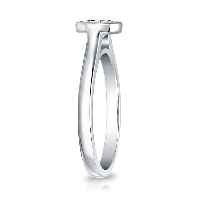 Auriya 18k Gold 1/2 carat TW Bezel-set Solitaire Diamond Engagement Ring (I-J, SI2-SI3)