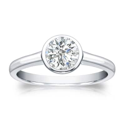 Auriya 18k Gold 1/2 carat TW Bezel-set Solitaire Diamond Engagement Ring (I-J, SI2-SI3)