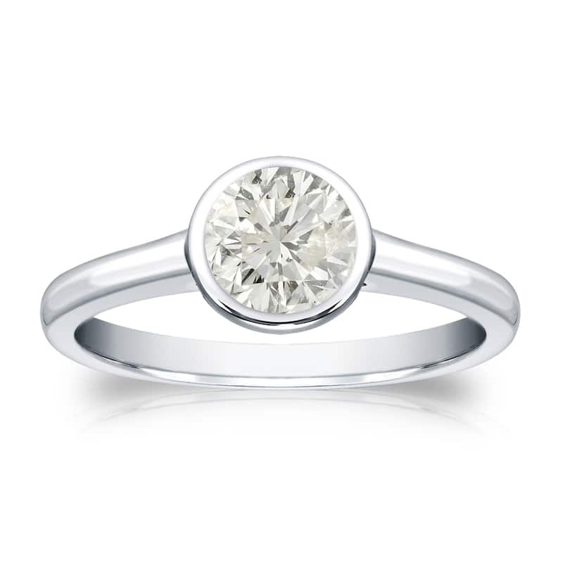 Auriya 18k Gold 1/2ctw Bezel Solitaire Diamond Engagement Ring (J-K, I1-I2)