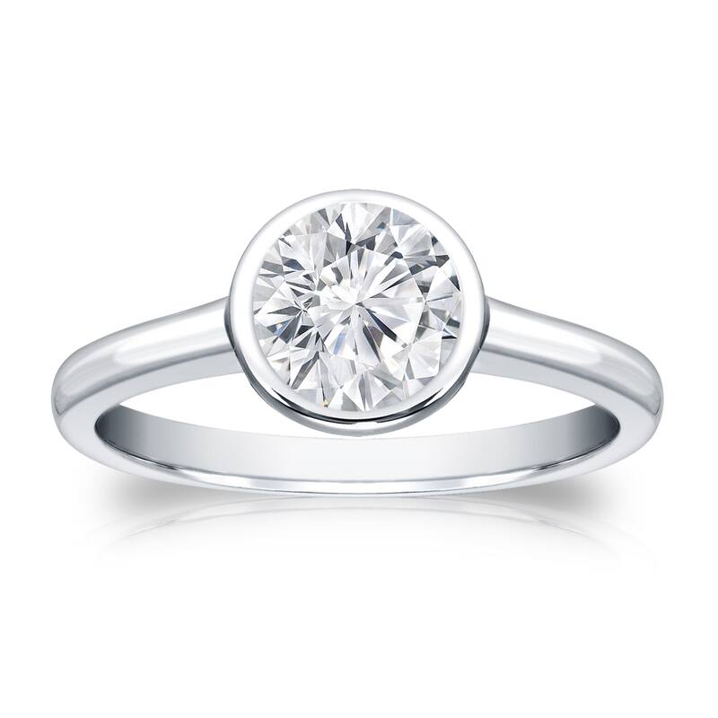 Auriya 18k Gold 3/4 carat TW Bezel-set Solitaire Diamond Engagement Ring