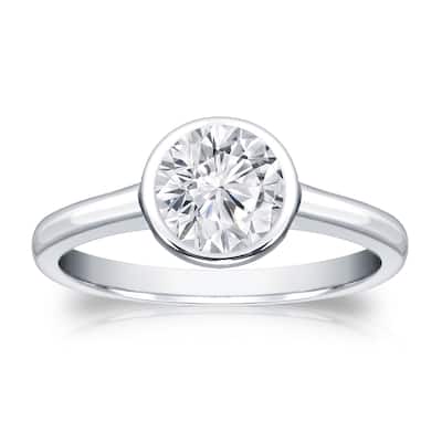 Auriya 18k Gold 3/4 carat TW Bezel-set Solitaire Diamond Engagement Ring
