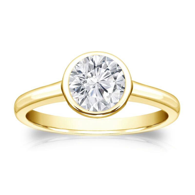 Auriya 18k Gold 3/4 carat TW Bezel-set Solitaire Diamond Engagement Ring