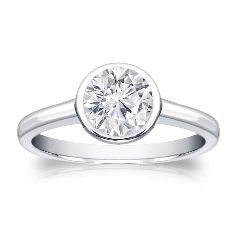 Auriya 18k Gold 3/4 carat TW Bezel-set Solitaire Diamond Engagement Ring - 4 - White