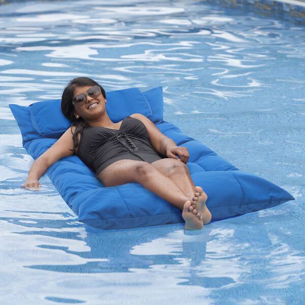 Shop Big Joe Maggie Blue Pillow Top Pool Float Free Shipping